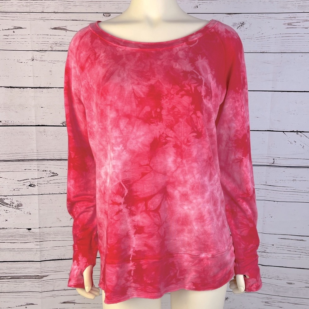 Gorgeous LVR Organic Cotton Raw Hem Pullover Crystal Tie Dye Size L Made in USA